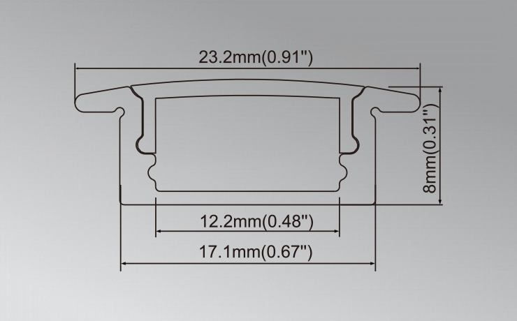 8MM Slim Recessed Aluminum Channel