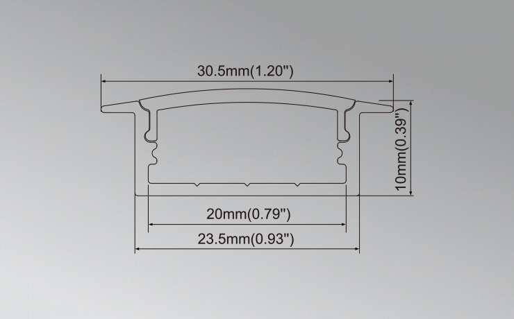 10mm High Cabinet Embedded LED Channel