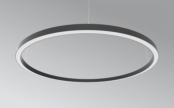 50mm Suspended Circle Curve Linear Aluminium Round LED Profile for up and down