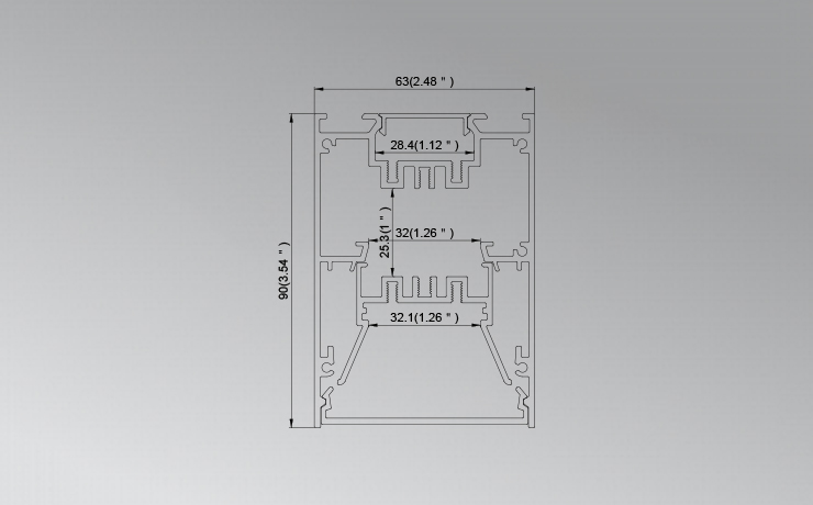 2.5 inches Aluminum Extrusion Channel for Linear Office Lighting