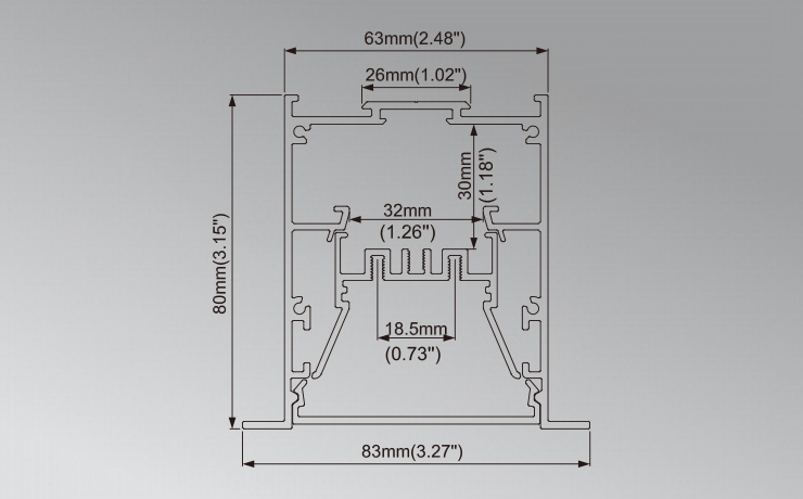 2.5 inches Aluminium LED profile for Recessed Mounting