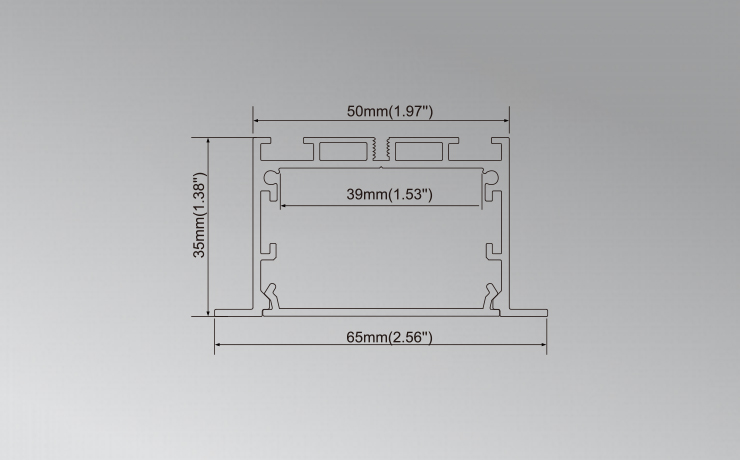 65*35mm Aluminum LED Profile with Flange Extrusion Aluminum Profile