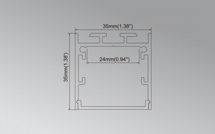 35*35mm Aluminium LED profile without flange for Ceiling or Pendent light