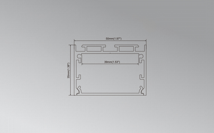 2 inches Aluminium LED profile without flange as pendent light