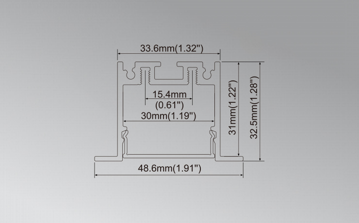 Recessed LED Aluminum Profile for Linear Lighting