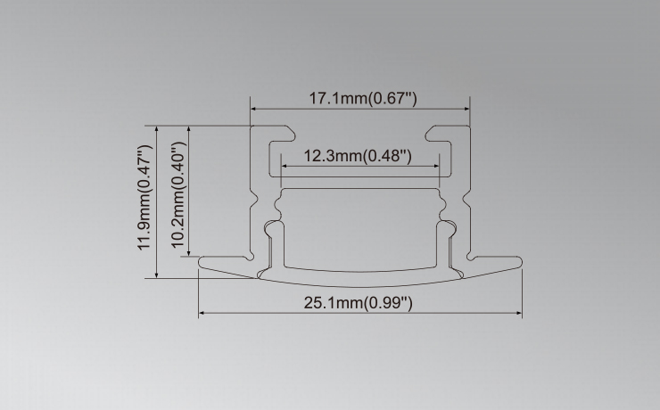 17mm width LED Profile with spring clips for recessed mounting