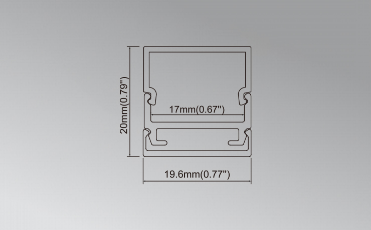 20mm LED Extrusion with square Cover