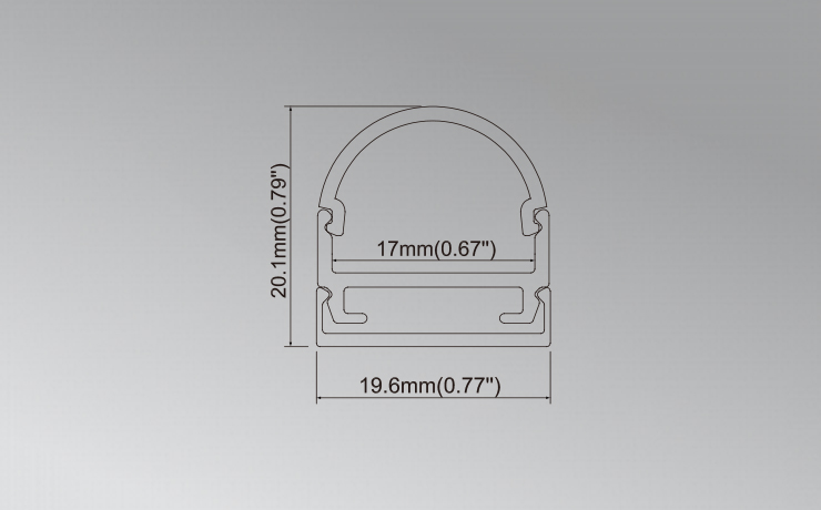 20mm LED Aluminum Profile with round Cover