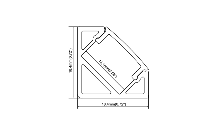 LED profile for 45 Degree Corner installation