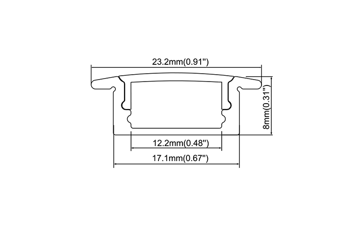 8MM Slim Recessed Aluminum Channel